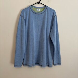 Properly Tied Bay Crew Neck Small Long Sleeve Heathered Blue Shirt Preppy Casual